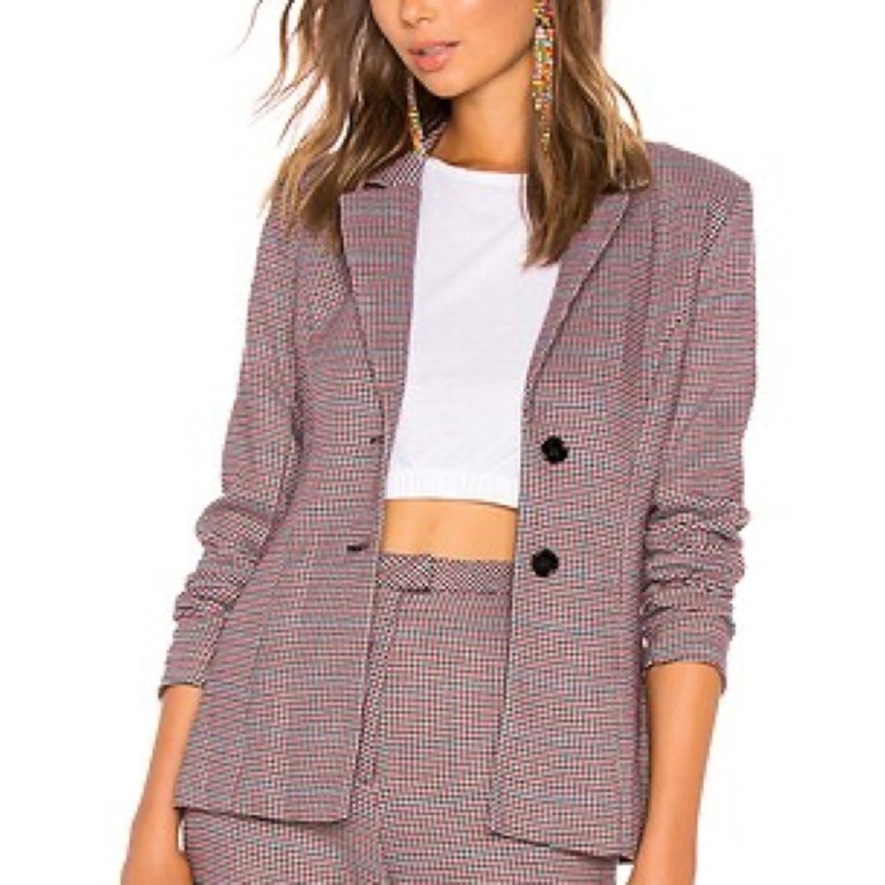 LPA Fitted Blazer in Khaki & Maroon